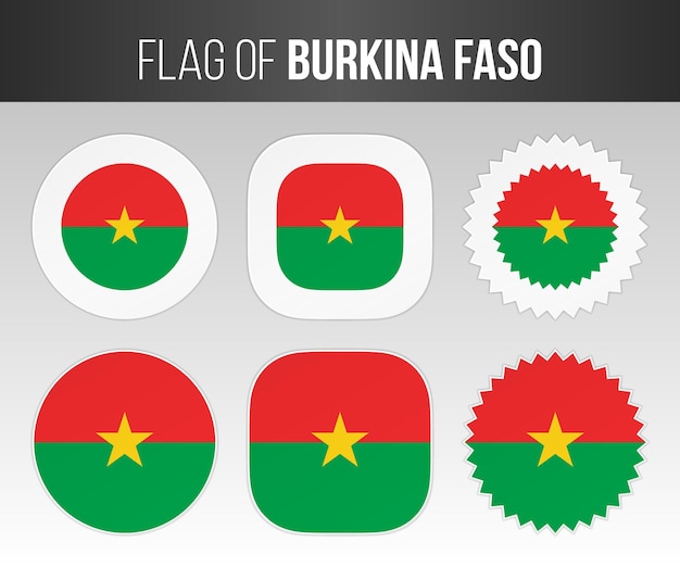 Plik wektorowy flaga burkina faso oznacza odznaki i naklejki ilustracja flagi burkina faso na białym tle