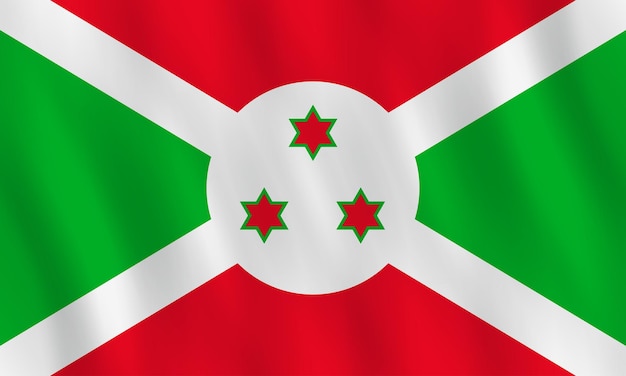 Flaga Burundi z efektem falowania, oficjalne proporcje.