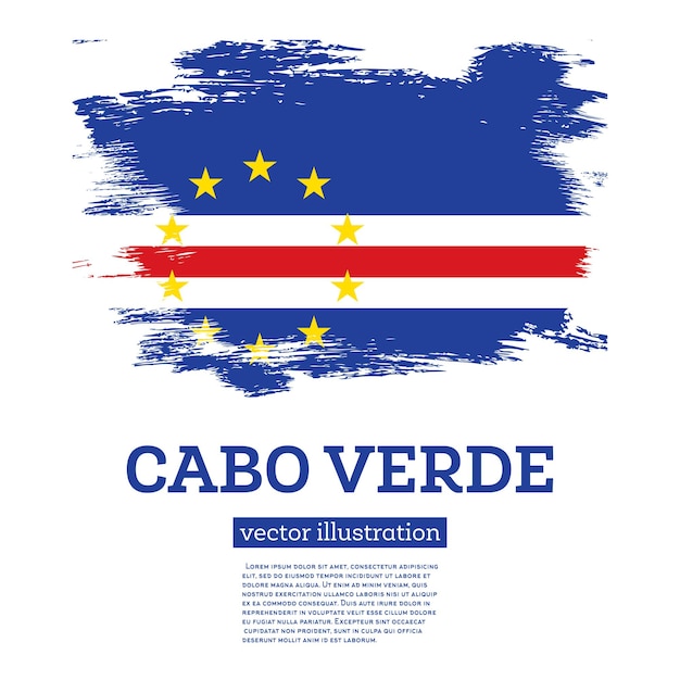 Flaga Cabo Verde z pociągnięciami pędzla. Ilustracja wektorowa. Dzień Niepodległości.