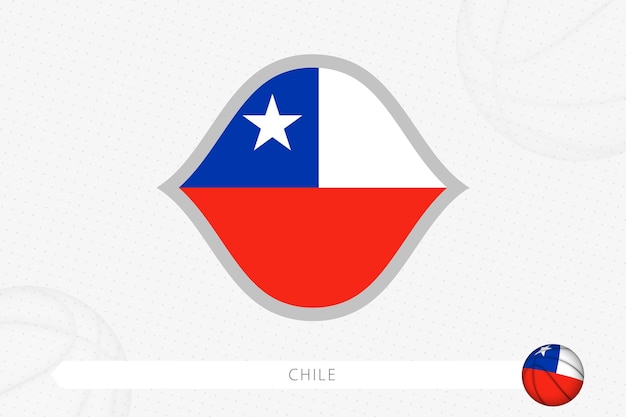 Flaga Chile Na Turniej Koszykówki Na Szarym Tle Koszykówki.