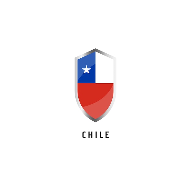 Flaga Chile Z Ikoną Tarczy Płaskiej Ilustracji Wektorowych