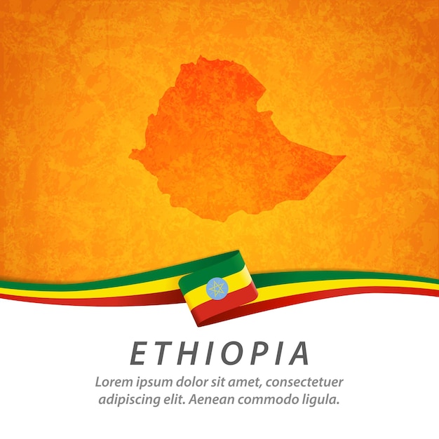 Flaga Etiopii Z Centralną Mapą