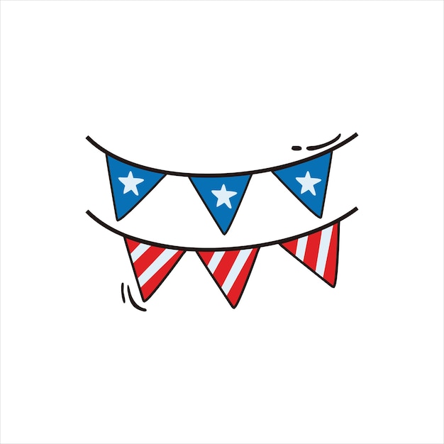 Plik wektorowy flaga festiwalu dzień niepodległości ameryki doodle ilustracji