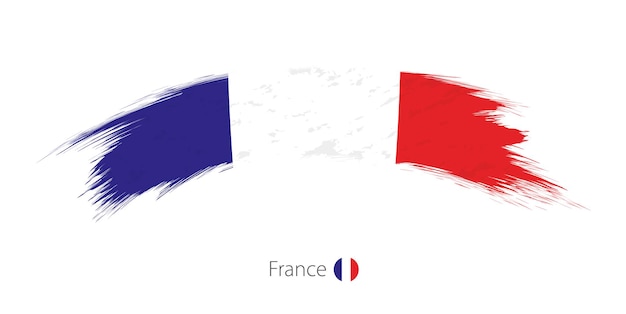Flaga Francji W Pociągnięcia Pędzlem Zaokrąglone Grunge. Ilustracja Wektorowa.