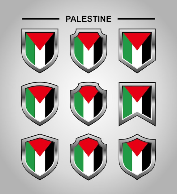 Plik wektorowy flaga godła narodowego palestyny i luksusowa tarcza