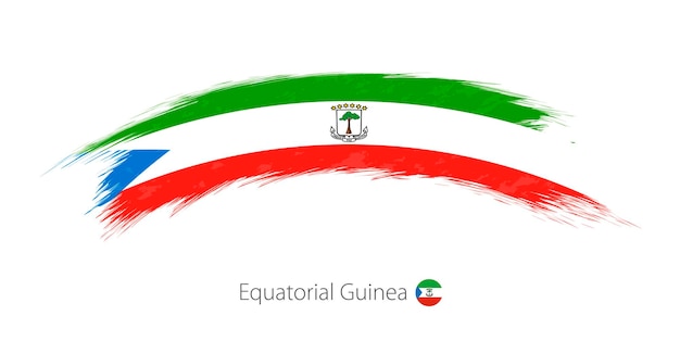 Flaga Gwinei Równikowej W Pociągnięcia Pędzlem Zaokrąglone Grunge. Ilustracja Wektorowa.