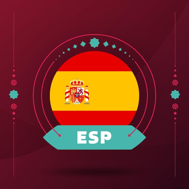 Plik wektorowy flaga hiszpanii na turniej pucharowy w piłce nożnej 2022 na białym tle flaga drużyny narodowej z elementami geometrycznymi na 2022 piłka nożna lub piłka nożna ilustracja wektorowa
