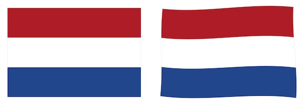 Plik wektorowy flaga holandii (holandia). wersja prosta i lekko falująca.