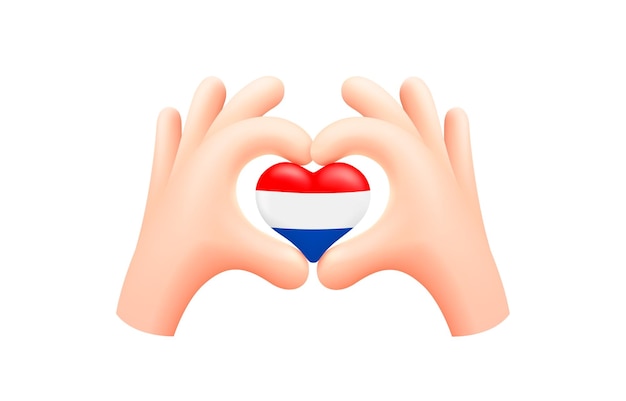 Flaga Holandii W Formie Ręki Serca Koncepcja Flagi Narodowej Vector