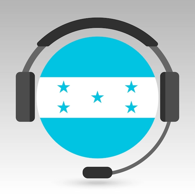 Flaga Hondurasu Ze Słuchawkami Obsługuje Znak Ilustracji Wektorowych