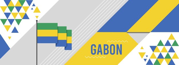 Flaga I Mapa Gabonu Dla świętowania Dnia Narodowego Lub Dnia Niepodległości Gabonu