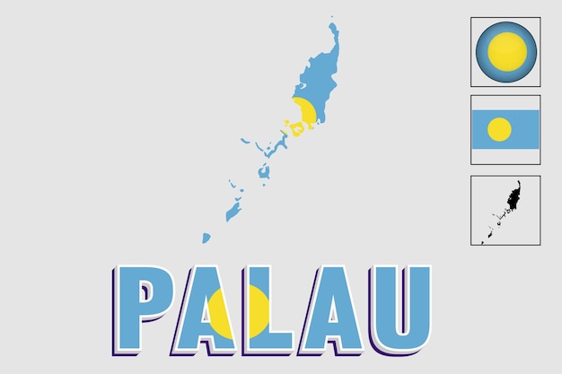 Flaga i mapa Palau w grafice wektorowej