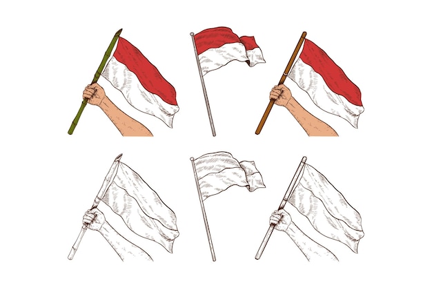 Flaga Indonezji Handdrawn Ilustracja