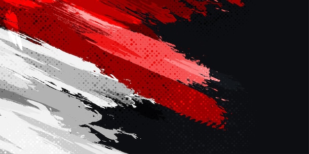 Flaga Indonezji Z Koncepcją Pędzla Szczęśliwego Dnia Niepodległości Indonezji Flaga Indonezji W Stylu Grunge