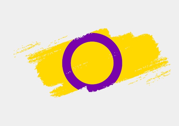 Flaga interseksualna malowana pędzlem na białym tle Koncepcja praw LGBT