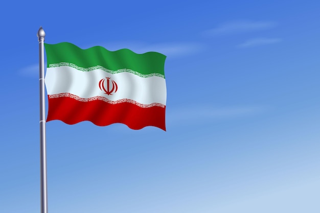 Flaga Iranu Dzień Niepodległości Tło Błękitnego Nieba