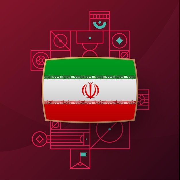 Flaga Iranu Na Turniej Pucharowy W Piłce Nożnej 2022 Na Białym Tle Flaga Reprezentacji Narodowej Z Elementami Geometrycznymi Na 2022 Piłka Nożna Lub Piłka Nożna Ilustracja Wektorowa