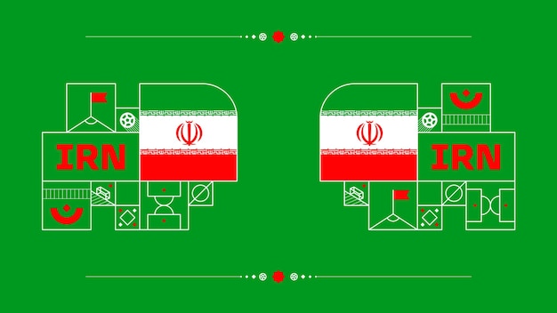 Flaga Iranu Na Turniej Pucharowy W Piłce Nożnej 2022 Na Białym Tle Flaga Reprezentacji Narodowej Z Elementami Geometrycznymi Na 2022 Piłka Nożna Lub Piłka Nożna Ilustracja Wektorowa