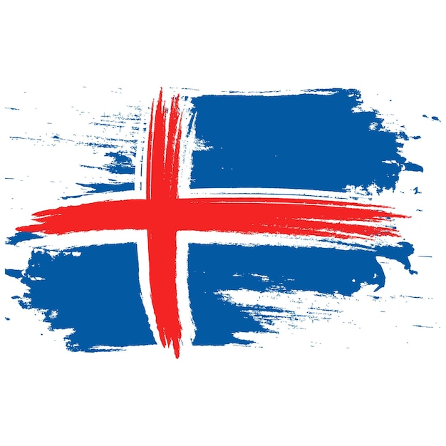 Flaga Islandii Malowana pędzlem Flaga Islandii