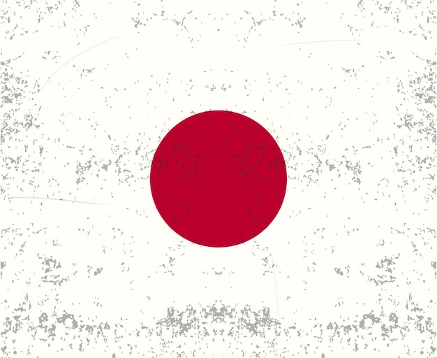Flaga Japonii Wektor ze starą teksturą vintage