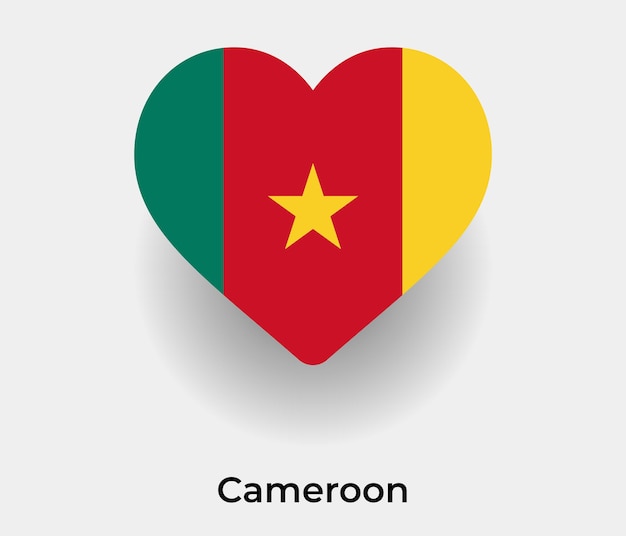 Flaga Kamerunu w kształcie serca ikona ilustracja wektorowa