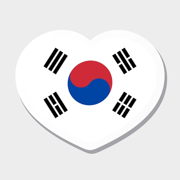 Flaga Korei Południowej Ikona Wektor Serce Naklejki Najlepsze Dla Aplikacji Mobilnych Interfejs Użytkownika I Projektowanie Stron Internetowych