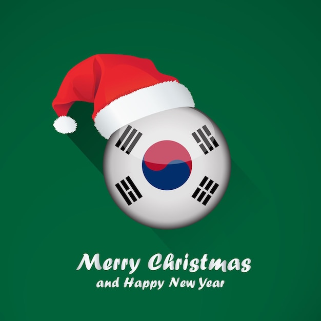 Flaga Korei Południowej. Wesołych Świąt i Szczęśliwego Nowego Roku tło z błyszczącym okrągłym Flaga Korei Południowej. ilustracji wektorowych.