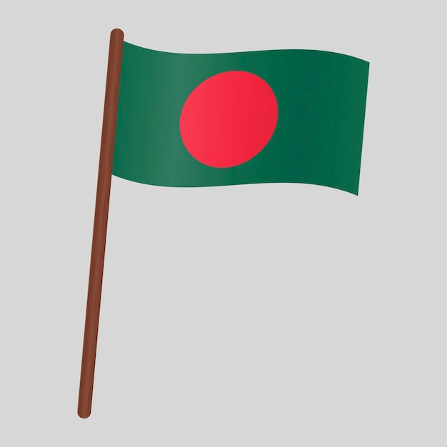 Flaga Kraju Bangladeszu. Flaga Na Maszcie. Ilustracja Wektorowa