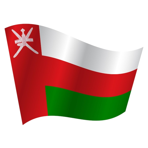 Flaga kraju Oman na białym tle Dokładne kolory