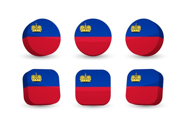 Flaga Liechtensteinu Ilustracja wektora 3D przycisk Flaga Liechtensteinu samodzielnie na białym tle