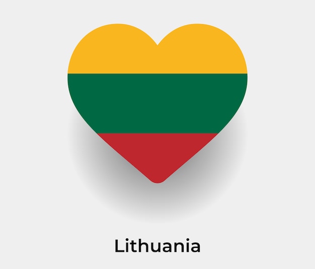 Flaga Litwy Serce Kształt Ikona Ilustracja Wektorowa