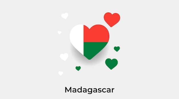 Flaga Madagaskaru W Kształcie Serca Z Dodatkową Ikoną Serca Ilustracji Wektorowych