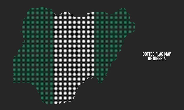 Flaga Mapa Nigerii z półtonami w stylu kropkowanym