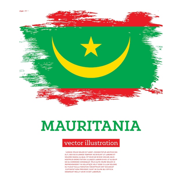 Flaga Mauretanii Izolowana Realistyczna Fala Flaga Kraju Mauretanii Na Maszcie