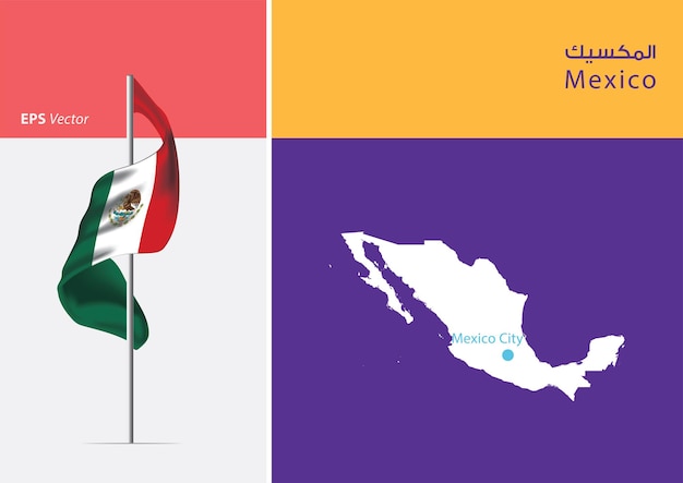 Flaga Meksyku Na Białym Tle Z Mapą