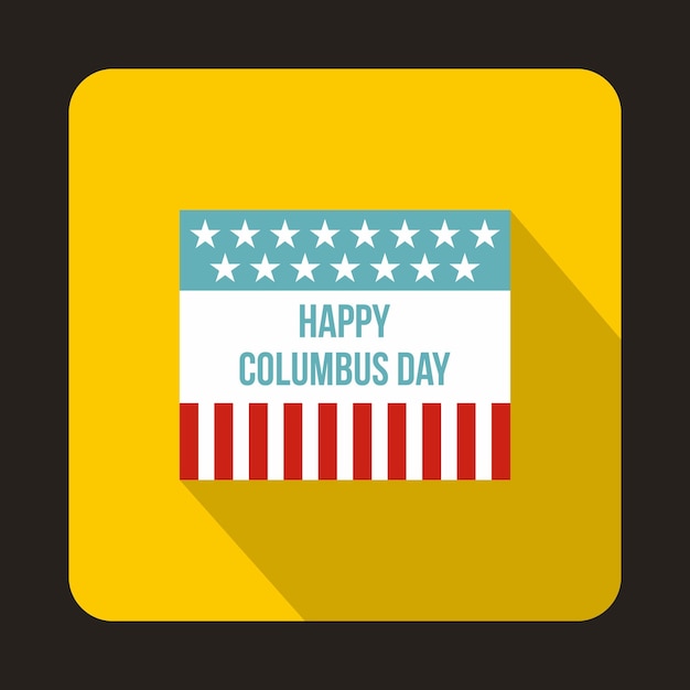 Flaga Na Ikonę Dnia Kolumba W Płaskim Stylu Izolowanym Długim Cieniem