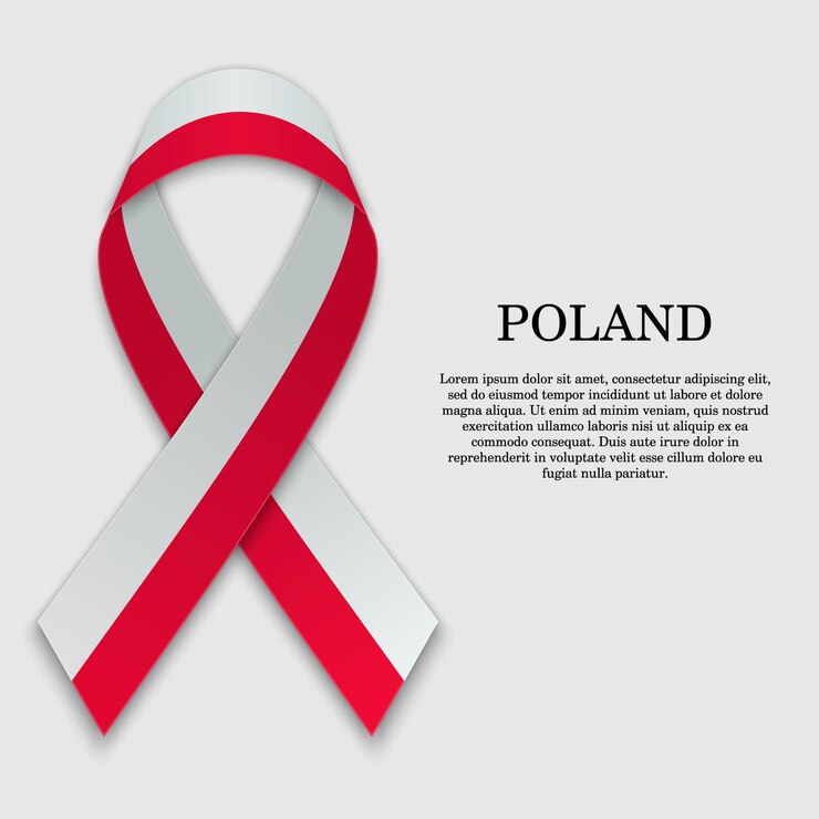 Flaga na wstążce z paskiem na białym tle