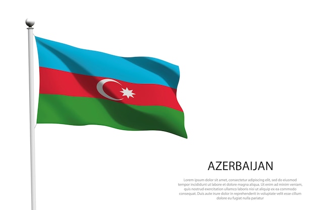 Flaga narodowa Azerbejdżanu macha na białym tle