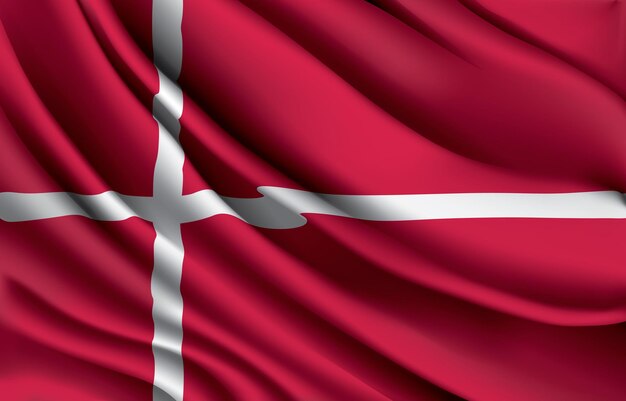Flaga Narodowa Danii Macha Realistyczną Ilustracją Wektorową