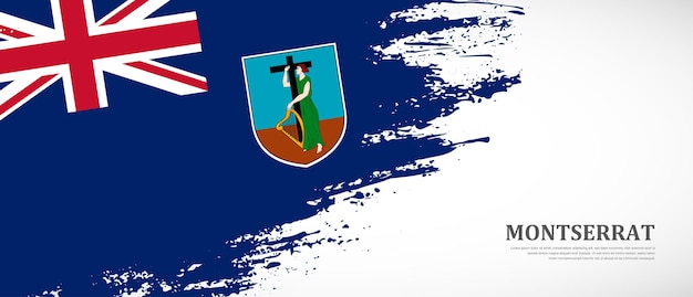 Flaga Narodowa Montserrat Z Ręcznie Rysowane Teksturowanej Flagi Pędzla Transparent Tło