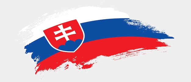 Flaga Narodowa Słowacji Z Efektem Obrysu Pędzla Krzywa Na Białym Tle