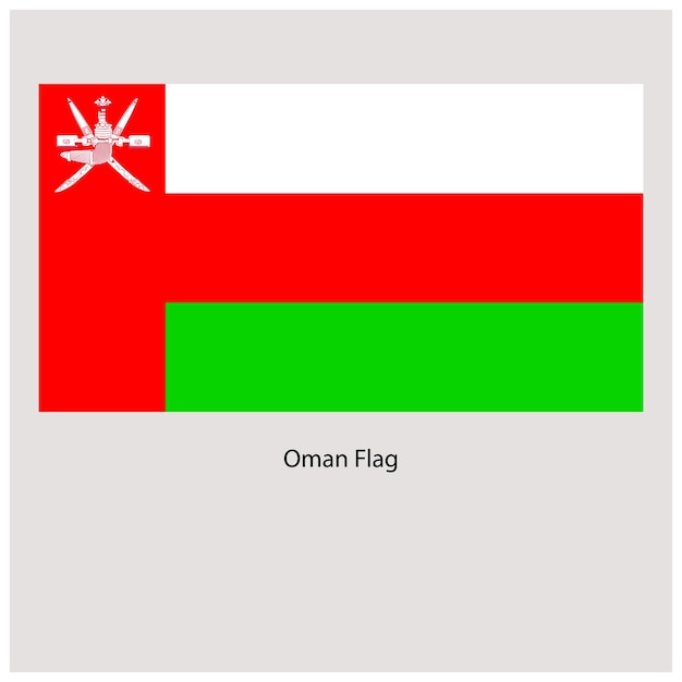 Flaga Omanu Z Tytułem Na Szarym Tle Ilustracja Wektorowa