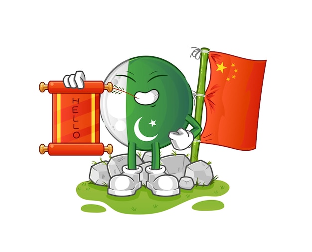 Flaga Pakistanu Chiński Kreskówka Kreskówka Maskotka Wektor