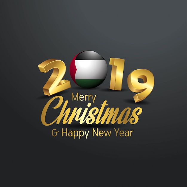 Flaga Palestyny ​​2019 Wesołych świąt Typografia