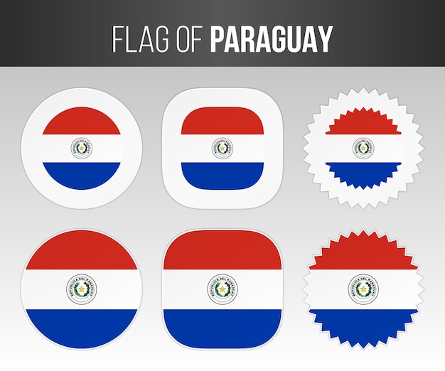 Flaga Paragwaju Oznacza Odznaki I Naklejki Ilustracja Flagi Paragwaju Na Białym Tle