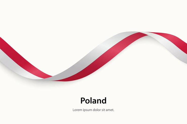 Flaga Polski na machającej wstążce