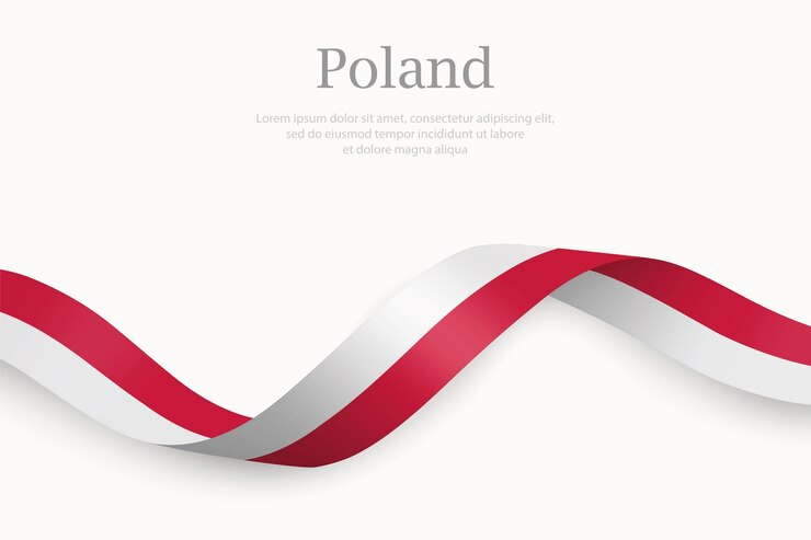 Flaga Polski na machającej wstążce