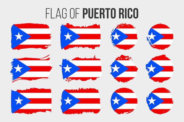 Flaga Portoryko Ilustracja Pociągnięcia Pędzlem I Flagi Grunge Portoryko Na Białym Tle