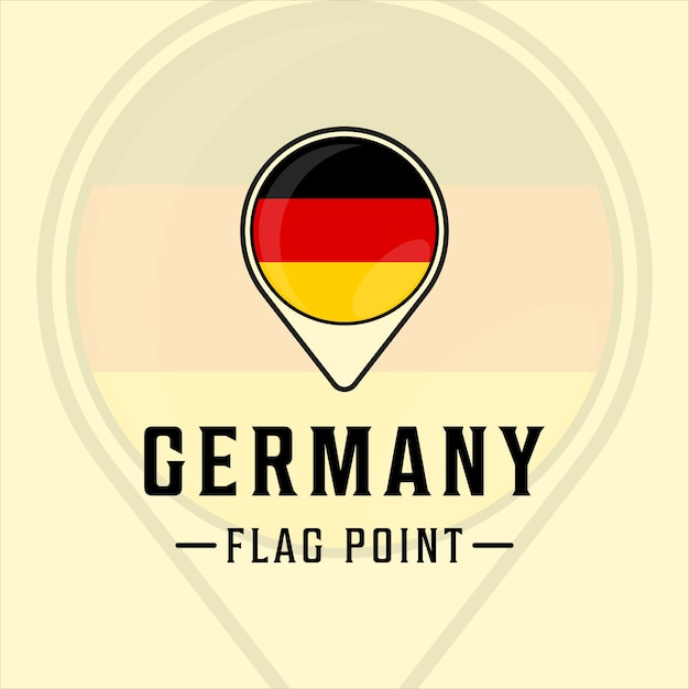Flaga Punkt Niemcy Logo Wektor Ilustracja Szablon Ikona Projekt Graficzny. Mapa Lokalizacji Znak Lub Symbol Kraju
