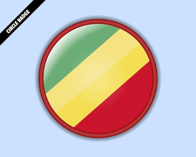 Flaga Republiki Konga Okrągła Odznaka Wektorowy Wzór Zaokrąglony Znak Z Odbiciem